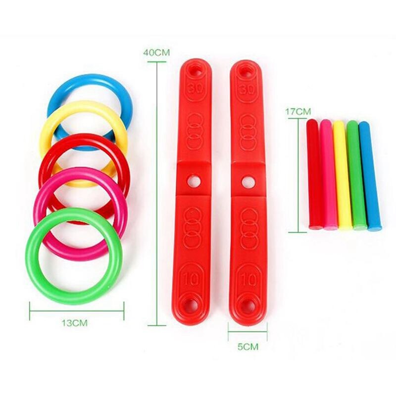 1 Set Ring Toss Game Quoits Hoopla Set Quoits Pegs Rope Target Kids Garden Party & 1 Set Kid'S Desktop Game Mini Shooting Basket