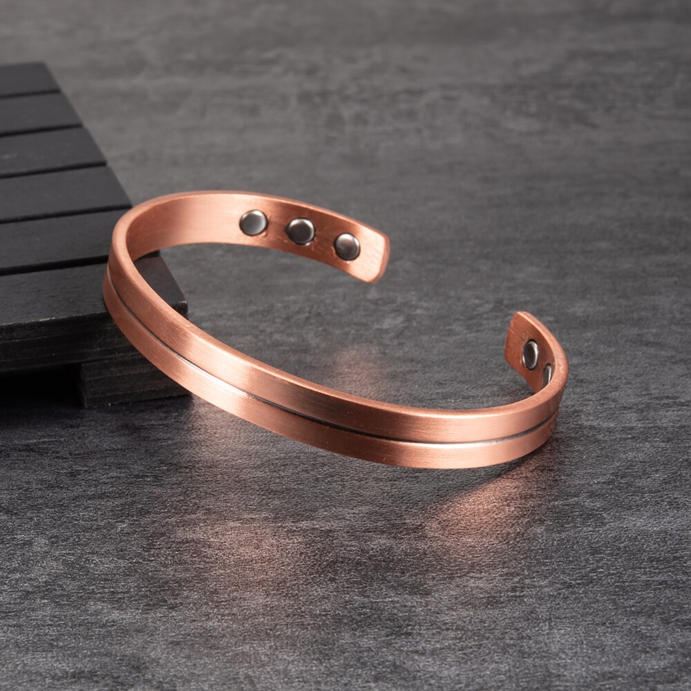 Real Copper Magnetic Bracelet Women 8mm Arthritis Adjustable Cuff Pure Copper Brand Bracelet Energy Magnetic Therapy Bracelet