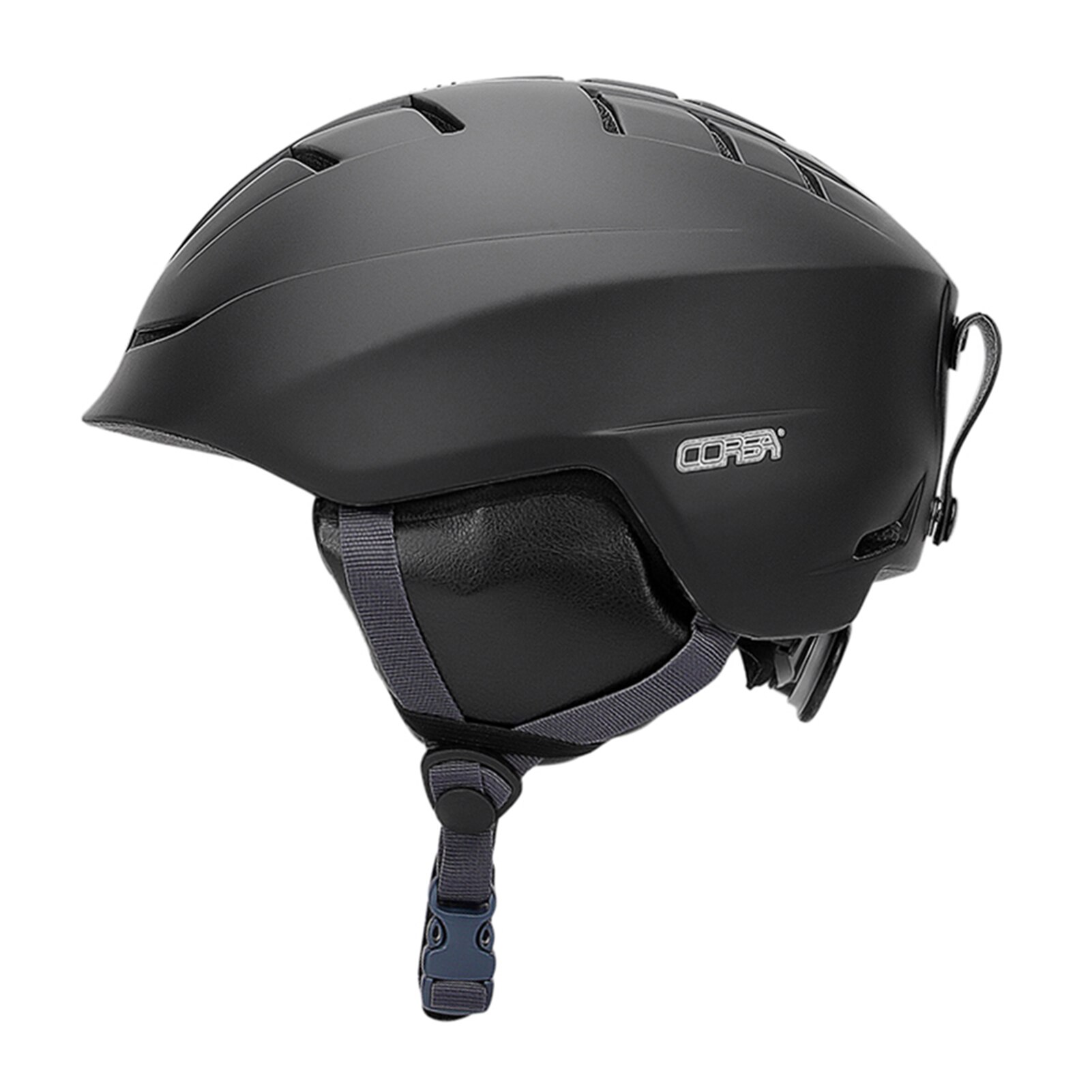 Casco da sci con fodera rimovibile e copri orecchie casco da Snowboard regolabile uomo donna casco da neve In-mold: Black L