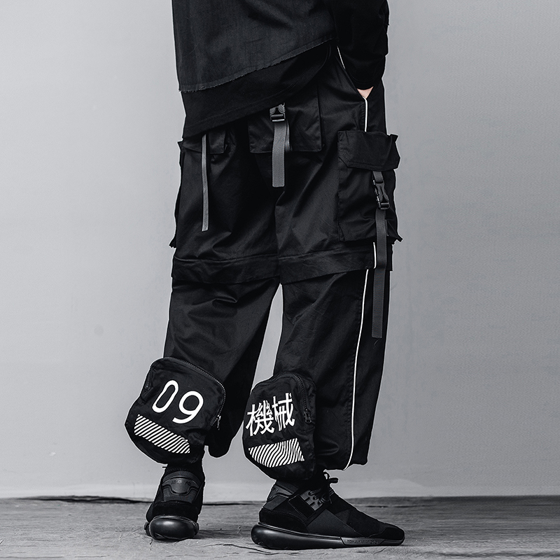 Men Removable Pocket Trouser Legs Velcro High Street Hip Hop Casual Pant Male Streetwear Loose Cargo Pant Joggers Sweatpants