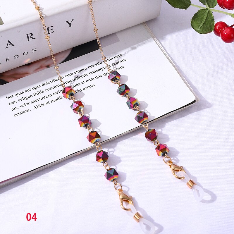 Catene per occhiali con perline di cristallo della boemia cordino maschera per il viso supporto per catena corda per occhiali occhiali da sole cordino per collo regalo per donna: 4