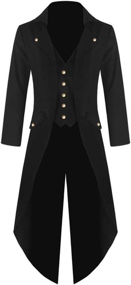 Mens Steampunk Gothic Jacket Victorian Tailcoat Vintage Halloween Costume Tuxedo Coat Uniform: XXL / black