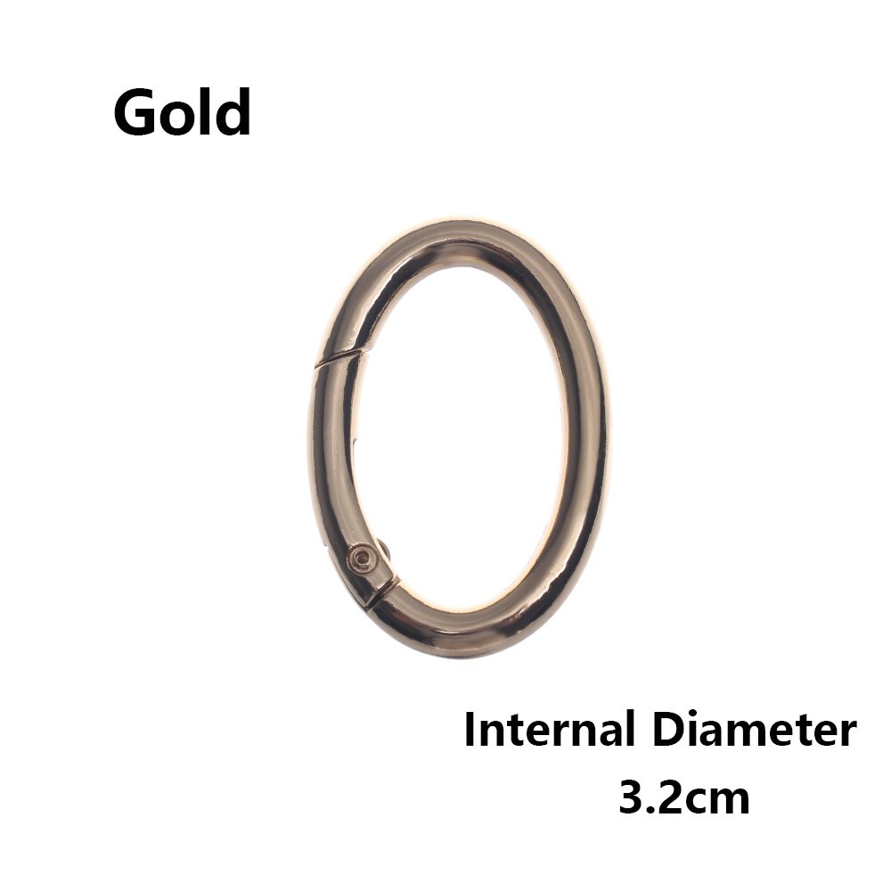 2PCS Zinc Alloy Plated Gate Spring Oval Ring Buckles Clips Carabiner Purses Handbags Oval Push Trigger Snap Hooks Carabiners: 3.2cm  - gold