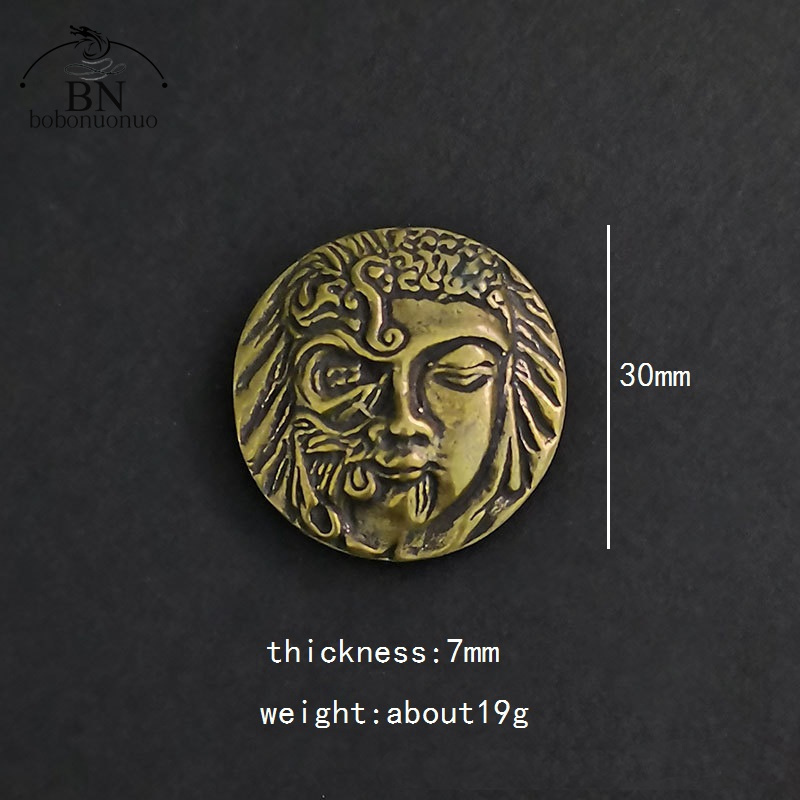 Bouddha visage en colère dieu gardien du bouddhisme, vis en laiton bouton Rivet bricolage sac en cuir portefeuille chaîne vêtement décoration boucles rétro: brass