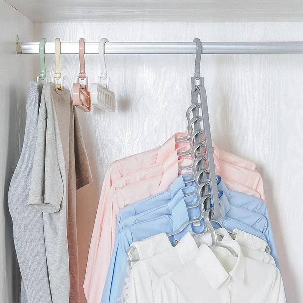 1/3/5/7 Pcs Plastic Opbergrek Met 9 Gat Kleerhanger Handdoek Haak Closet organizer Ruimtebesparend Praktische Hanger