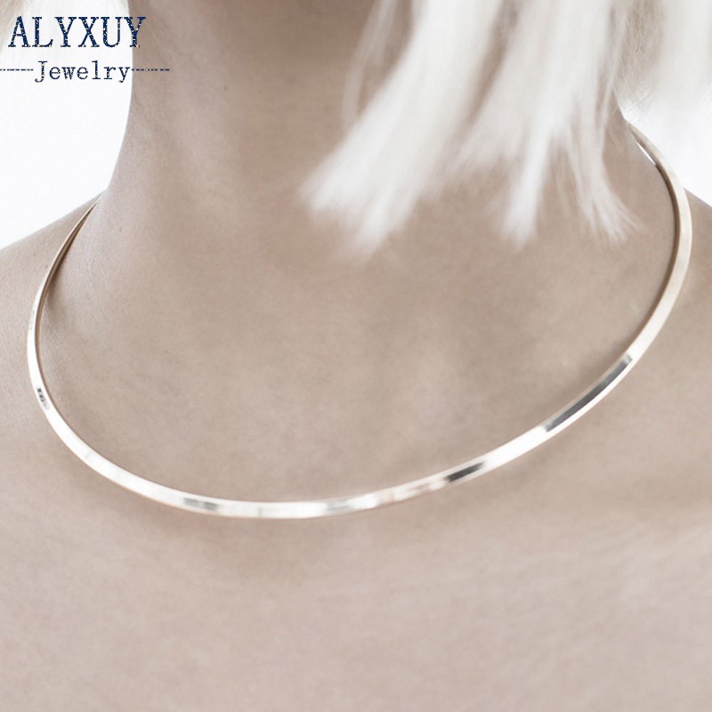 ALYXUY Jewelry Simple Metal Torques Collar Round Choker Necklace Charm Accessories For Women Girls