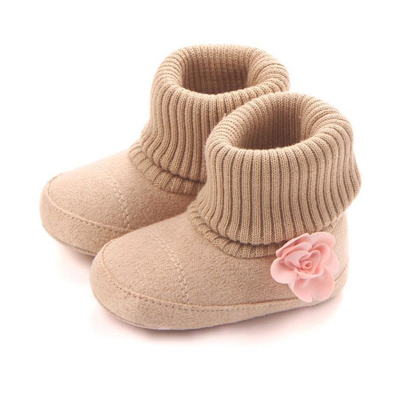 Baby Boots Winter Baby Girl Boots Warm Soft Flowers Newborn Snow Boots Children's Shoes wf: Gold / 1