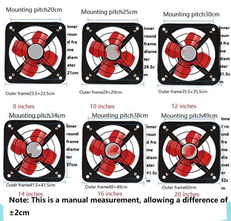 Getmycom 8/10 inch Extractor Commercial Air Blower Fan Powerful Industrial VentilationMetal Axial Exhaust for Kitchen Bedroom