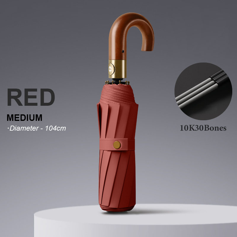 Paraguas automático de lujo reforzado para hombre, 30 huesos, resistente al viento, fuerte, 125CM, mango de madera grande, resistente al agua, para negocios: YELLOW