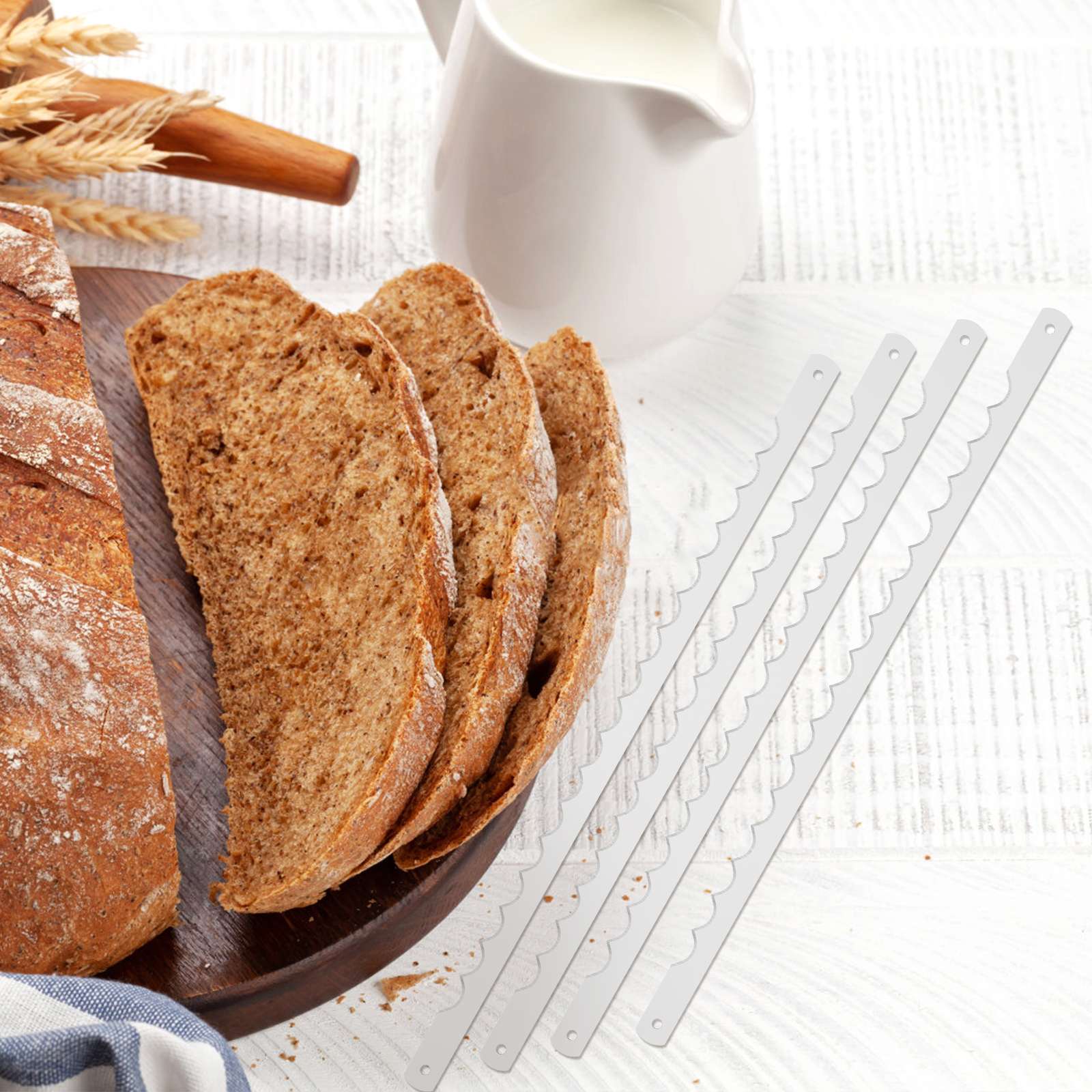 Cuchillas cortadoras de pan, hoja de repuesto de acero inoxidable, hoja de pan dentada, rebanador de pan a prueba de herrumbre, herramienta de corte de pan, 8 Uds.