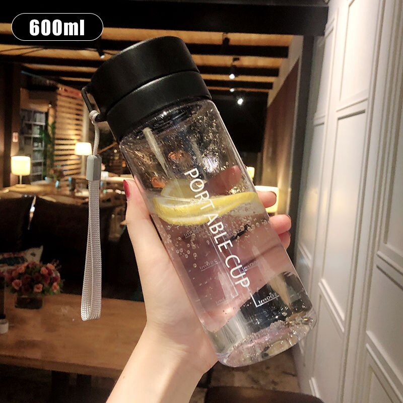 600/800Ml Sport bidon na siłownię plastikowy Shaker puchar sportowy Tritan wspinaczka turystyka bezpośrednia butelka do picia z tworzywa sztucznego Bpa za darmo: black 600ml