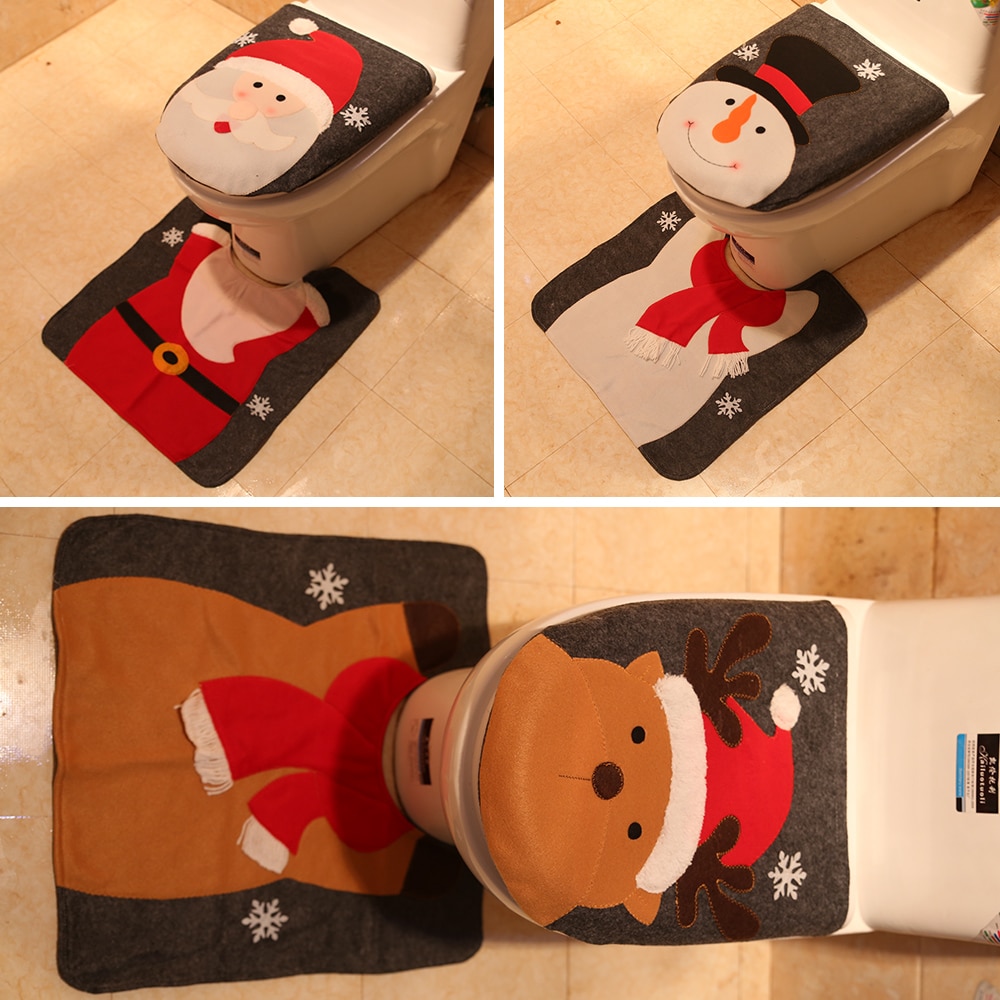 Luanqi toilette décoration père noël salle de bain tapis noël toilette siège & couverture noël toilette couvercle nouvel an noël décoration