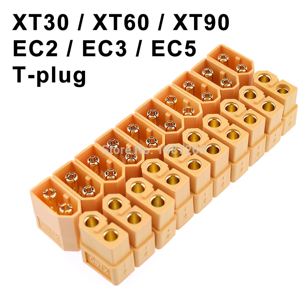 10 Pairs XT30 XT30U XT60 XT60H XT90 EC2 EC3 EC5 T Plug Batterij Connector Set Man Vrouw Vergulde Banaan plug Voor Rc Onderdelen