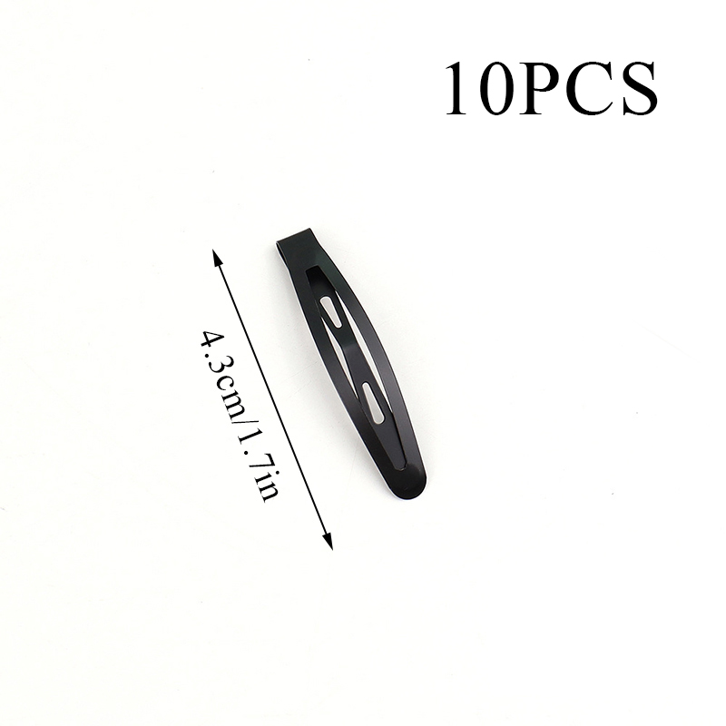10 pçs/set liga bb grampo de cabelo pintura metal fosco grampos de cabelo tom preto snap grampos de cabelo artesanal headwear simples acessórios para o cabelo: Preto