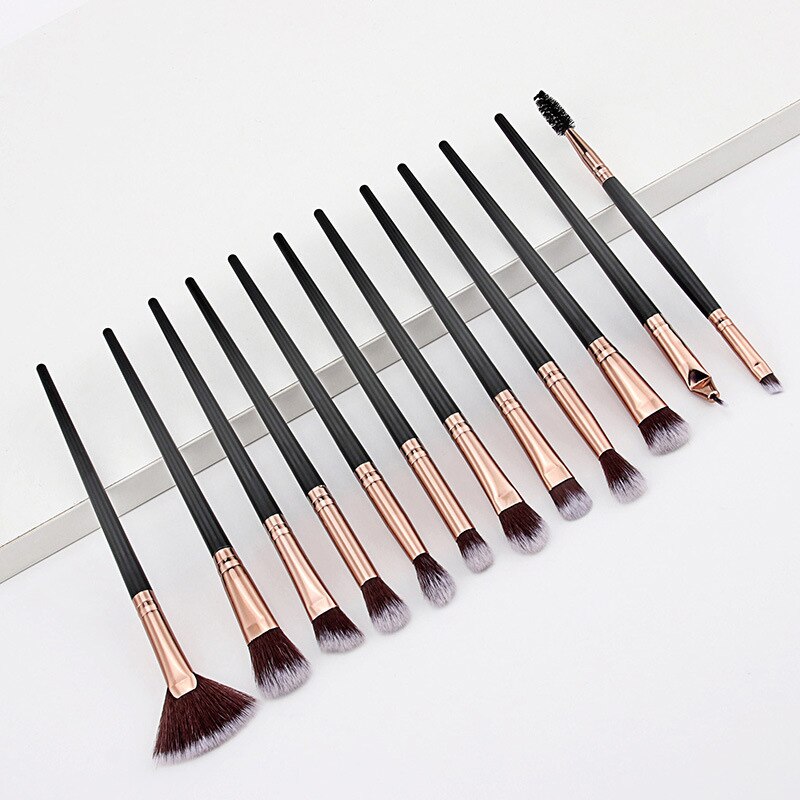 Make-Up Kwasten Set 1-12Pcs Oogschaduw Blending Eyeliner Wimper Wenkbrauw Make Up Kwasten Professionele Oogschaduw Borstels: B-12pcs