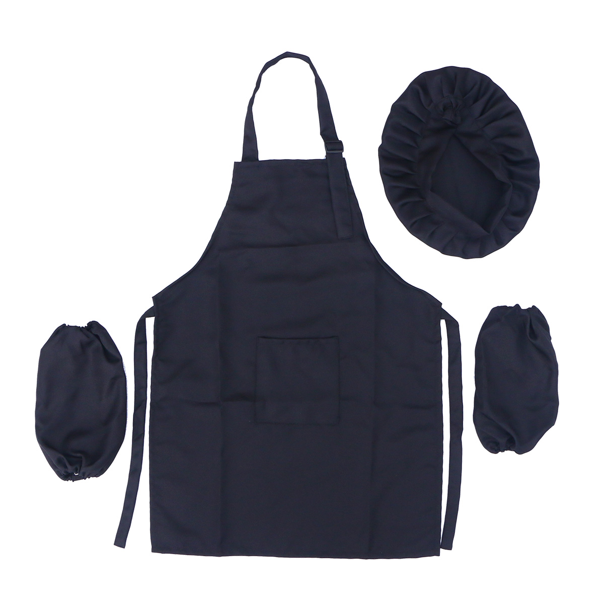 3pcs Lightweight Durable Protective Apron Suit for Learning Kitchen Kids Playing: Black