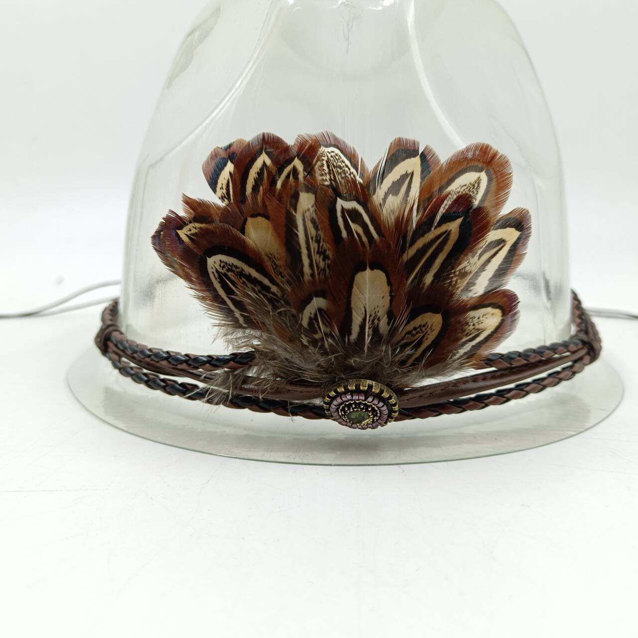 Hat accessories Feather knitted style various hat accessories jazz cowboy hat fedora hat straw hat for men and women: Khaki