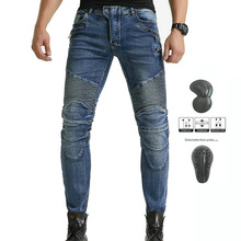 Loong Biker 114-25 100% Katoen Moto Rcycle Rijden Jeans Beschermende Casual Broek Moto Sport Losse Rechte Broek Leisure jeans: pants N upads / 38