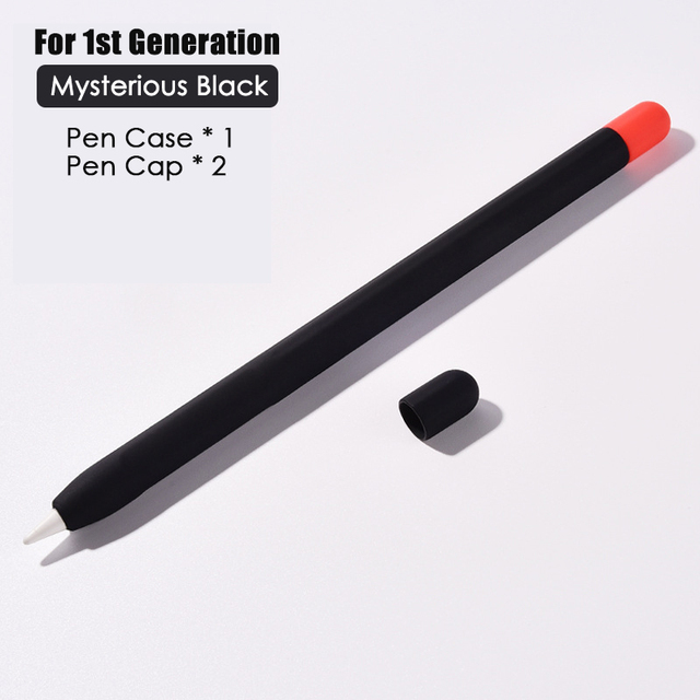 Stylus Cover Silicone Pen Case For Apple Pencil 1 2 Color Matching Stylus Protective Case Non-slip Anti-fall iPad Pen 2 1 Cover: Pencil 1st Black