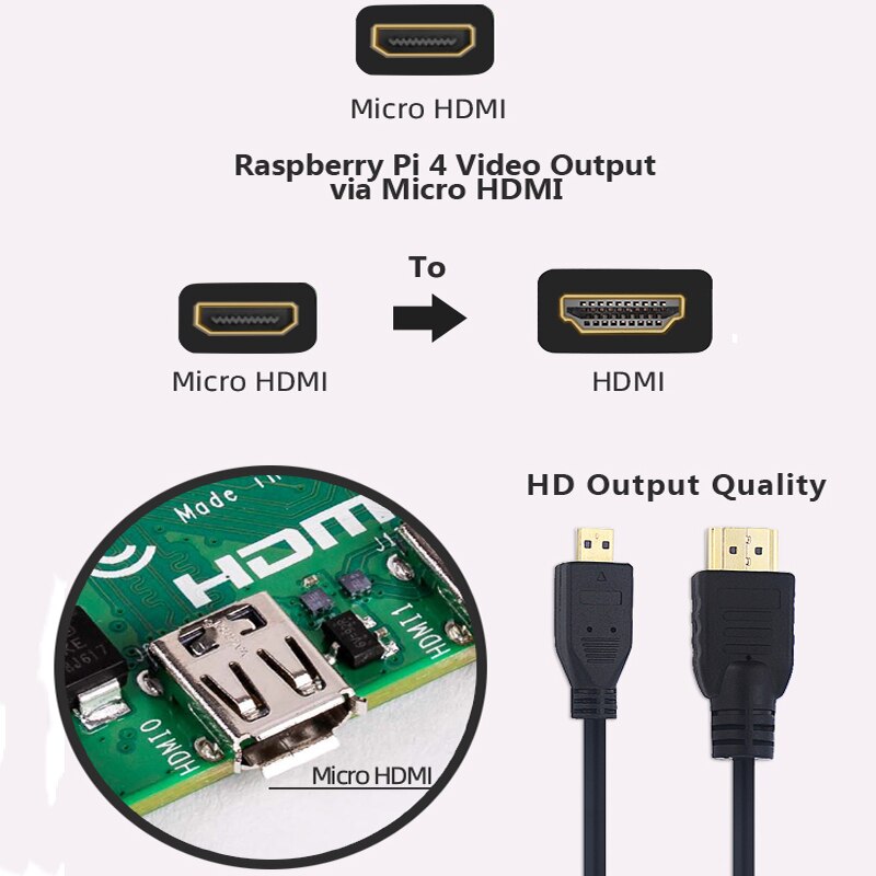 Raspberry  pi 4 aluminium metalkasse + strømforsyning + micro hdmi kabel + køleplade + køleventilator til raspberry 4 model b