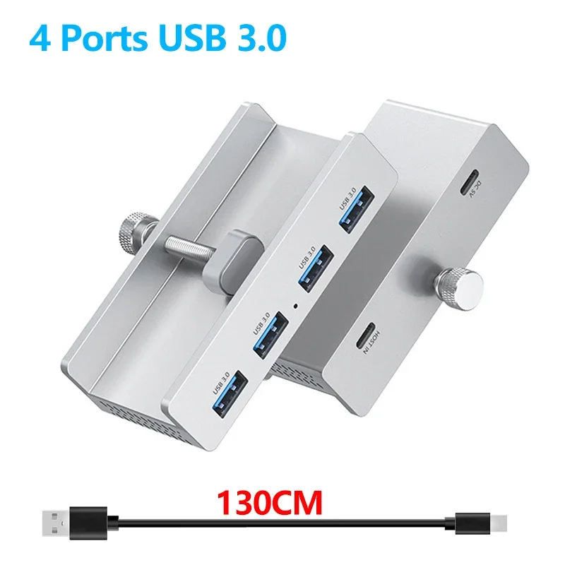 10Gbps USB HUB Clamp USB3.2/3.0/2.0 Splitter Adapter for IMac Macbook Lenovo Desktop PC Accessories Usb Extension Hub Clip: Orange