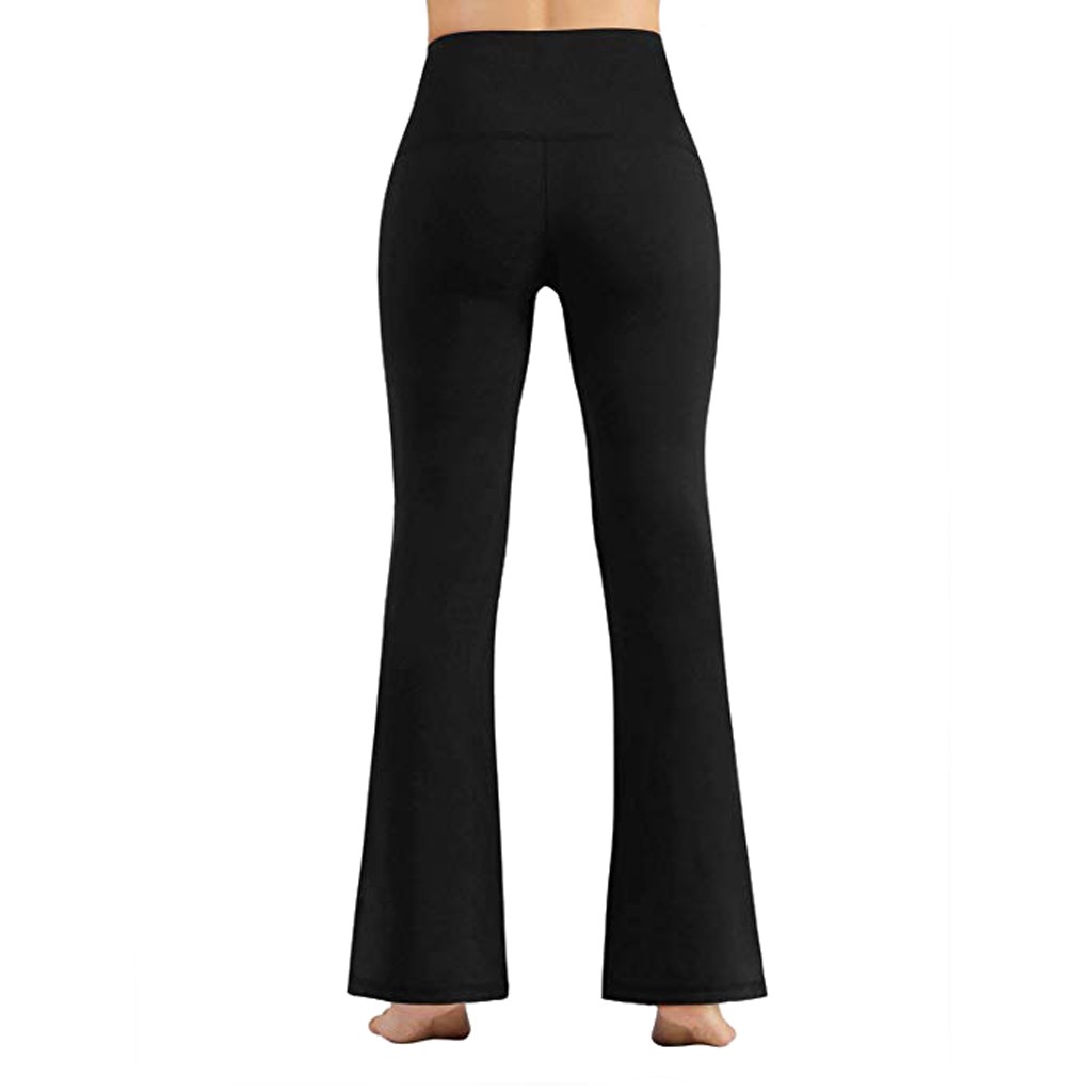 Kvinders fitness yoga bukser afslappede brede ben bukser sorte yoga bukser højtaljede mave kontrol træning leggings #25