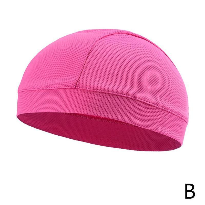 Heren dames snel drogende zweet afvoerende muts rekbare fietsmuts schedel schedel muts bandana helm voering hoed voor buitensporten: Roze