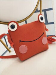 Cute Mini Bags Children Handbag For Girls Cartoon Frog PU Leather Shoulder Bag Kids Messenger Bags: Orange