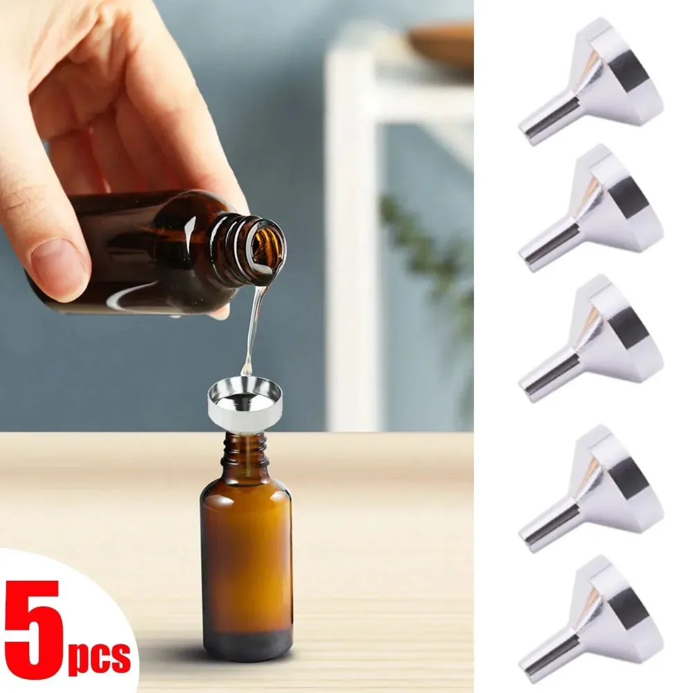 5 Stuks Rvs Mini Trechter Keuken Olie Vloeibare Trechter Met Afneembare Filter Brede Mond Trechter Voor Inblikken Keuken gereedschap