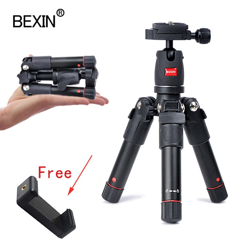 Bexin-mini tripé dslr portátil, flexível, dobrável, viagem, câmera dslr, com cabeça de esferas