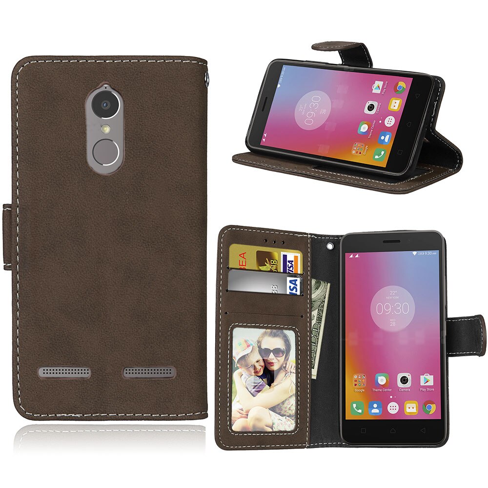 De cuero para Lenovo K6 funda magnética de cuero Flip para Lenovo K6 de 5,0 "K33a48 K33a42 teléfono caso cubierta con titular de la tarjeta: For Lenovo K6 / Brown