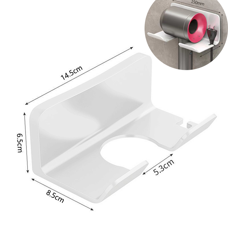 Föhn Houder Muur Badkamer Plank Zonder Boren Plastic Föhn Standaard Met Opbergdoos Toiletblazer Houder Plank: Black