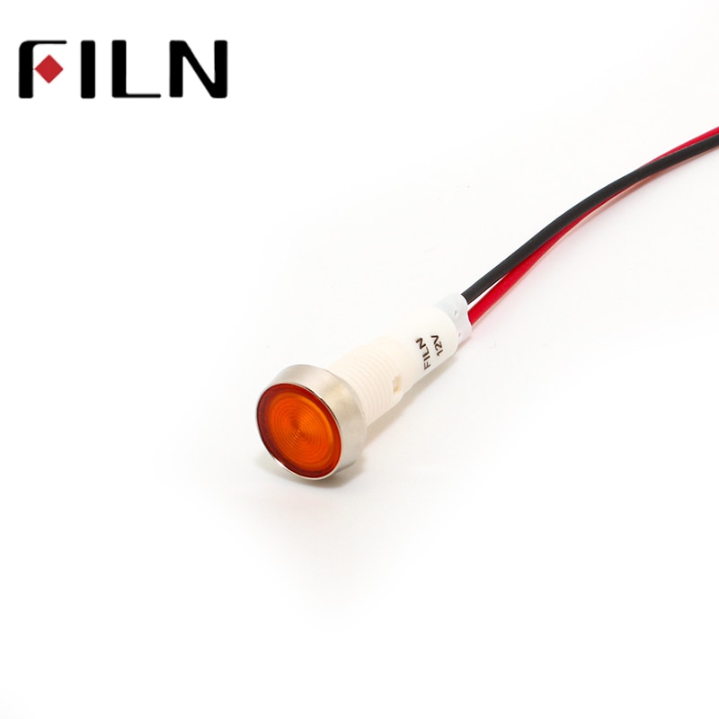 red yellow blue green white 12v 24v 220v 110v 10mm led plastic indicator light signal lamp with 20cm cbale