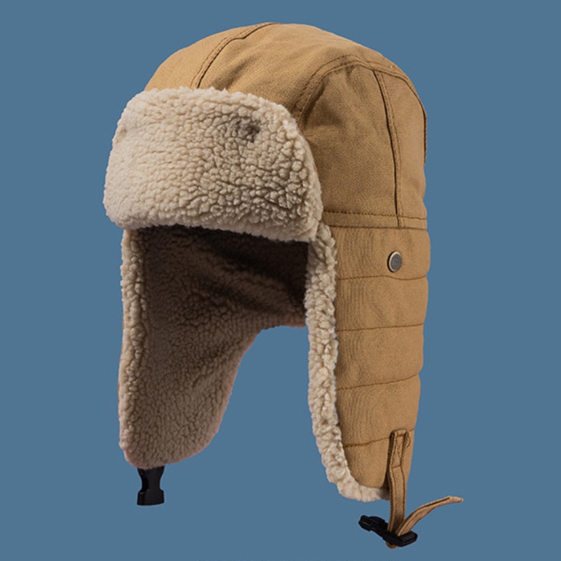 Ht3425 vinterhatt tjock varm berber fleece trapper öronlock lock män kvinnor lammull rysk hatt manlig kvinnlig bomber hatt