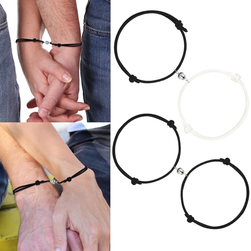 Pulseras magnéticas de la amistad para hombre y mujer, juego de pulseras de la amistad, de atracción común