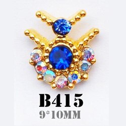 10 stk 3d legeret neglekunst tilbehør skinnende krystal guld negle smykker topniveau negle skønhed charms: B415