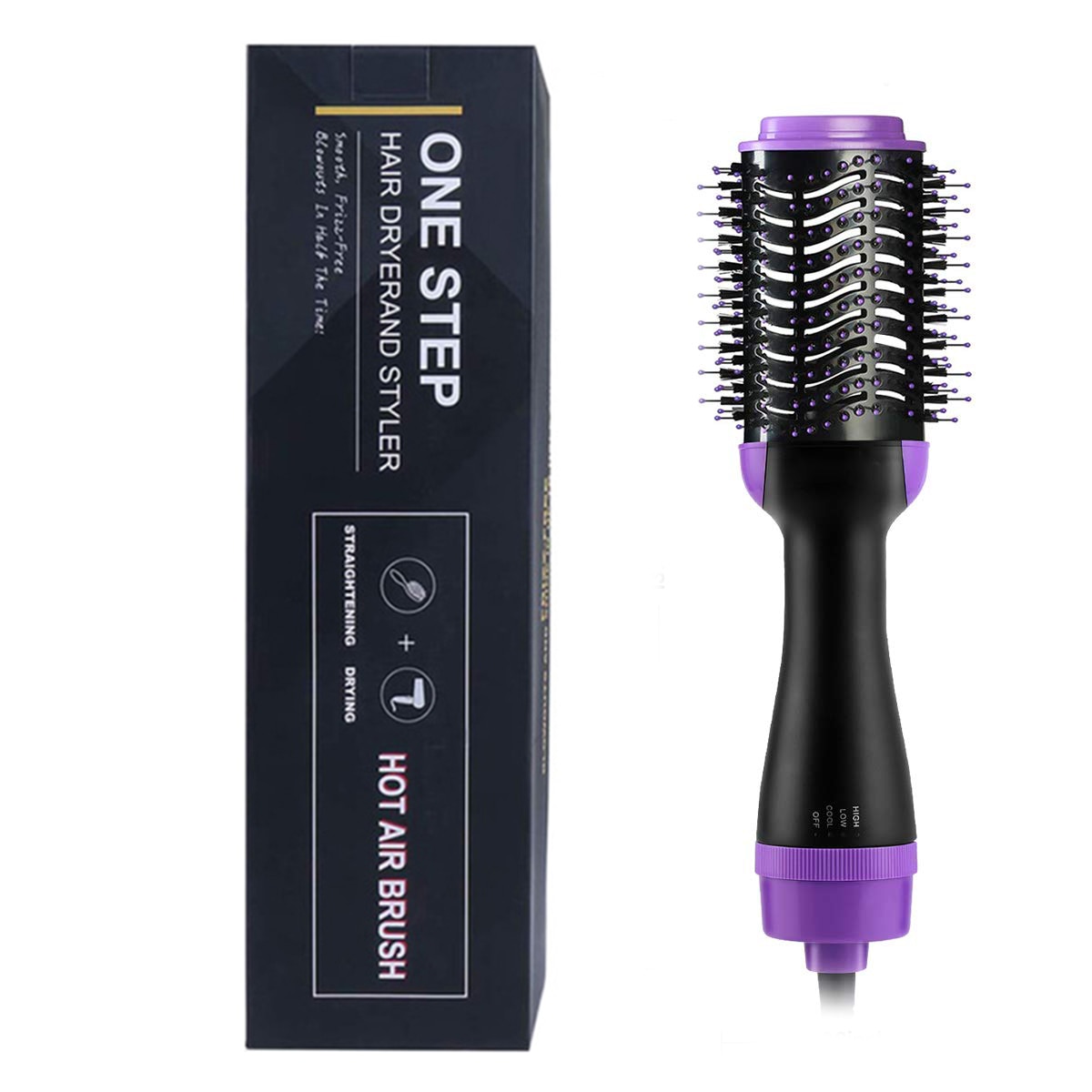 Cepillo de aire 3 en 1, secador de pelo de un solo paso, voluminizador, estilizador,: Enchufe Australia / Purple