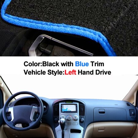 Bil instrumentbræt cover dashmat cape til hyundai  h1 h300 i800 iload imax grand starex - auto indvendig dashmat pad tæppe: Lhd blå