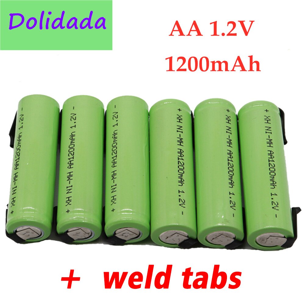 100% Originele 1.2V Aa Batterij 1.2V Oplaadbare Batterij, 1200Mah, Aa Nimh, met Soldeerpennen, Diy Elektrische Tandenborstel Scheerapparaat