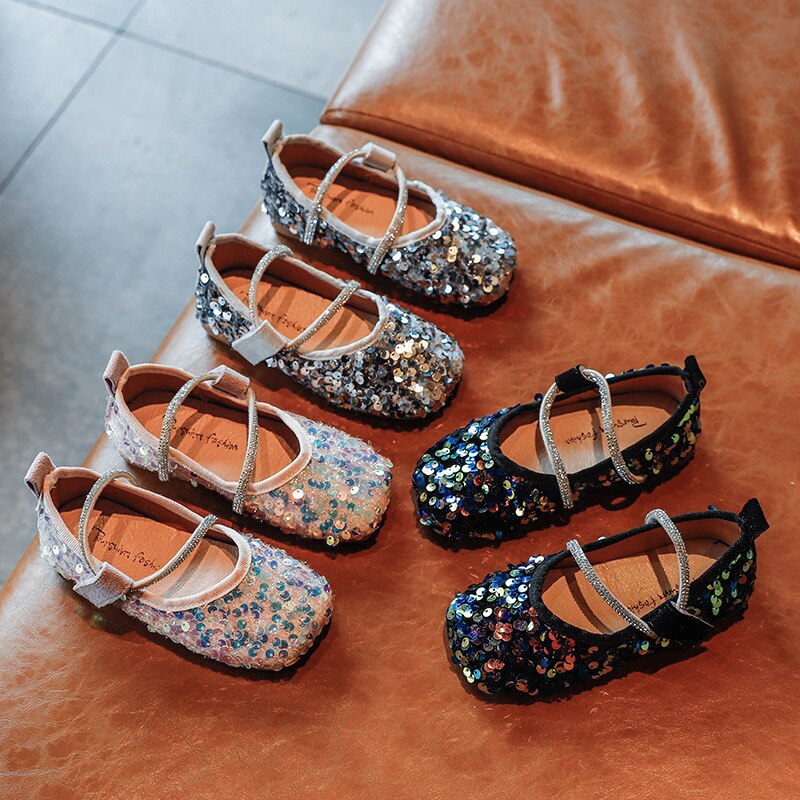 Meisjes leren schoenen herfst pailletten kinderen meisjes prinsessenschoenen platte meisjes nette schoenen maat 26-30 sz268