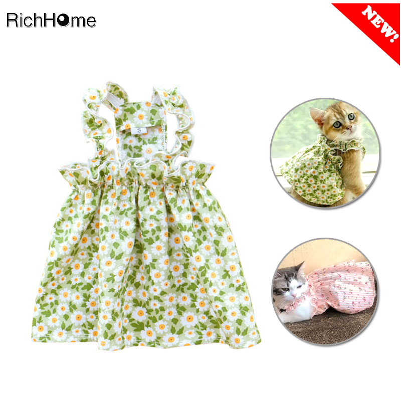 Huisdierkleding Lente/zomer Kleine kat/hond Kleine madeliefje Schouderriem Prinsessenjurk Huisdierkleding Kitten/hond Zachte jurk