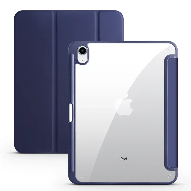 Tablet Case for iPad 11 Case Trifold Pencil Holder Acrylic Back Flip Stand Cover for Funda iPad 11 11th Generaion A16 Case: PURPLE