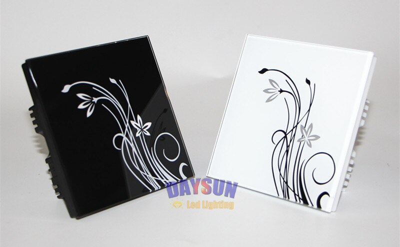 Light Switch Touch Wall Switch 1Gang/2Gang/3Gang 2Way Touching Light Switch White/Black Crystal Glass Switch Russia Popular