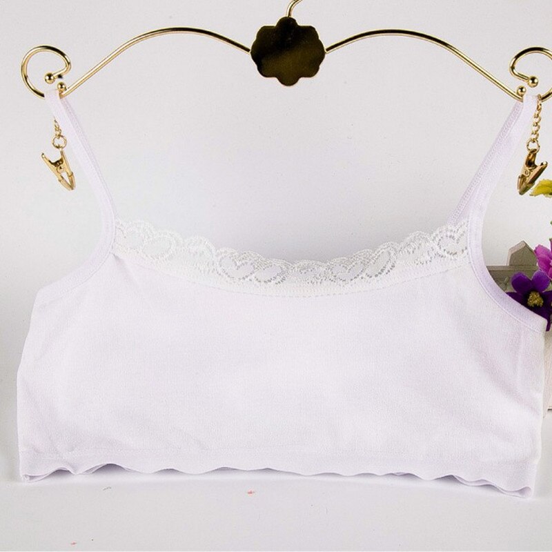 5pcs/lot Young Girls Students Bra Solid Cotton Purbery Children Lace Underwear Kids Vest Bras Teenage Underclothes