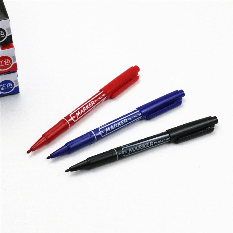 Rotuladores permanentes en 3 colores, bolígrafos de colores rojo, negro y azul para CD, cerámica, vidrio, tela de metal, herramientas de oficina, suministros escolares EB875, 10 Uds.
