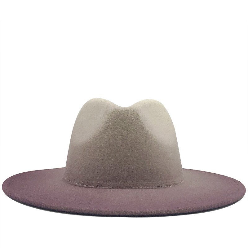 Women Men Wool Vintage Trilby Felt Fedora Hat With Wide Brim Gentleman Gradient Royal Blue For Lady Winter Jazz Caps: 9