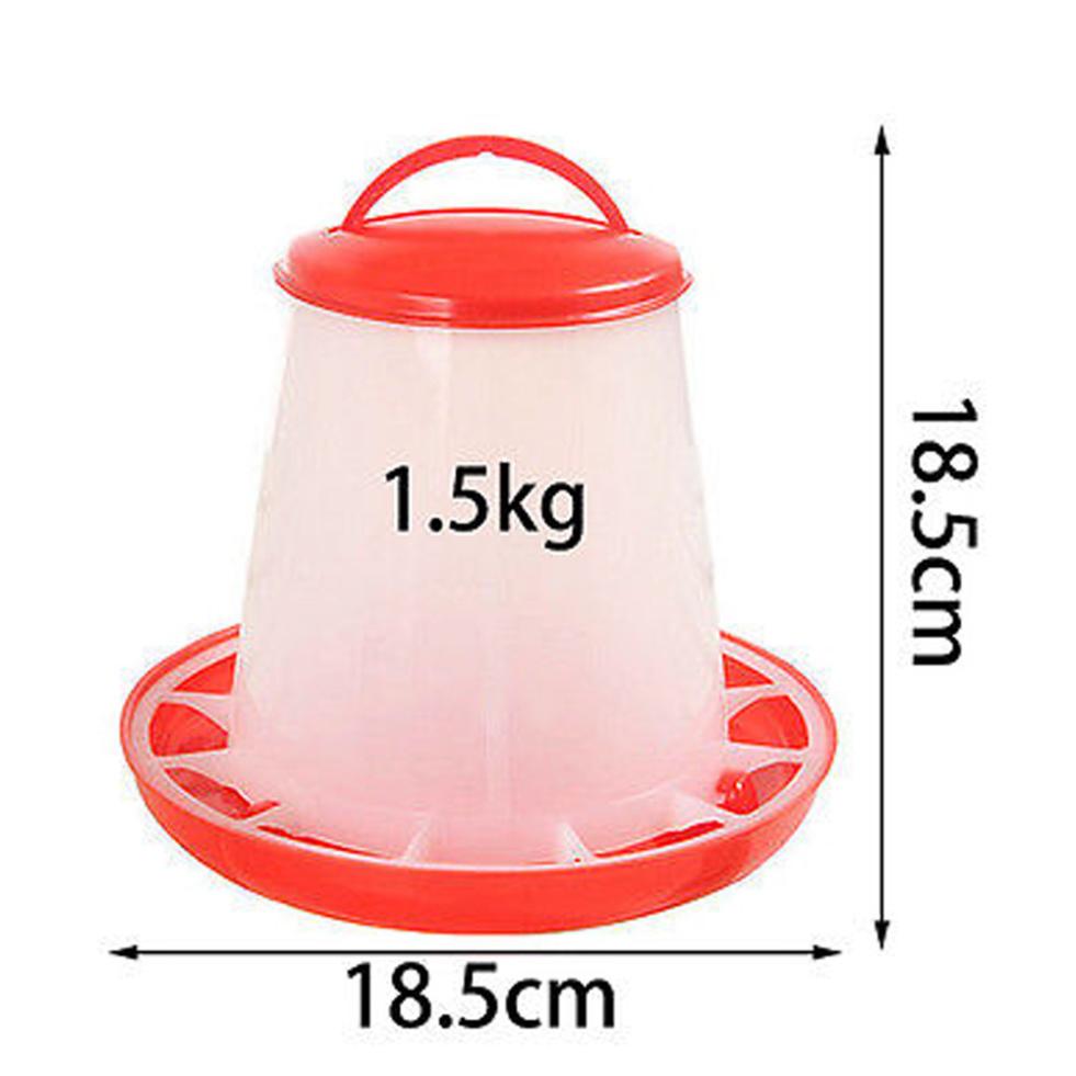 1.5kg Plastic Food Feeder Chicken Chick Hen Poultry Lid Handle Chicken Feeder Tool