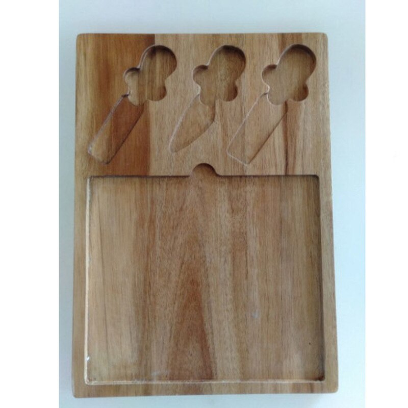 Acacia Wood Cheese Board Set with Cheese Knife Black Slate Wooden Home Cutting Board