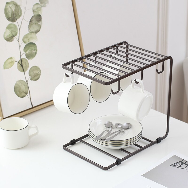 Porte-tasse à café à crochets multiples, organisateur de thé en verre, porte-Marc, organisateur de rangement de cuisine