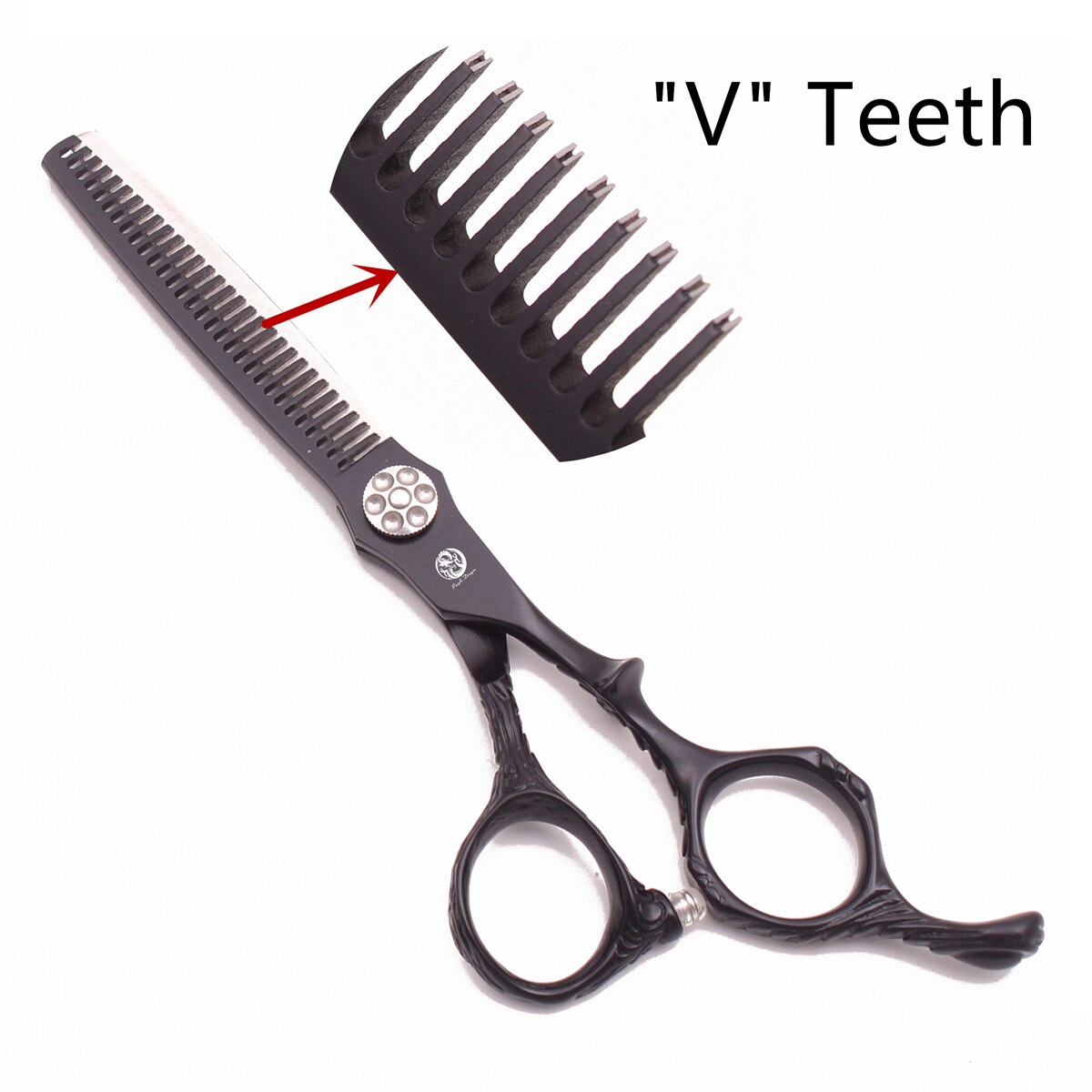 Purple Dragon 6.0" Japan 440C Barber Scissors Black Hair Cutting Scissors Thinning Shears Salon Haicut Salon Z9027